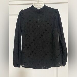 Reformation Black Eyelet Blouse